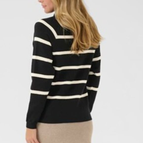 NWT CREAM Striped Button-Detail Sweater black and offwhite  stripe size Xsmall - Picture 5 of 12
